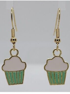 Enamel Alloy Metal Cupcake Drop Earring